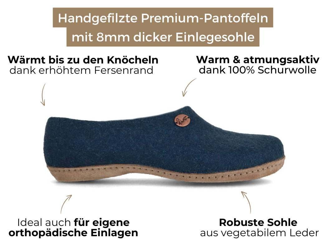 WoolFit Slipper Classic handgefilzte Hausschuhe Hausschuh