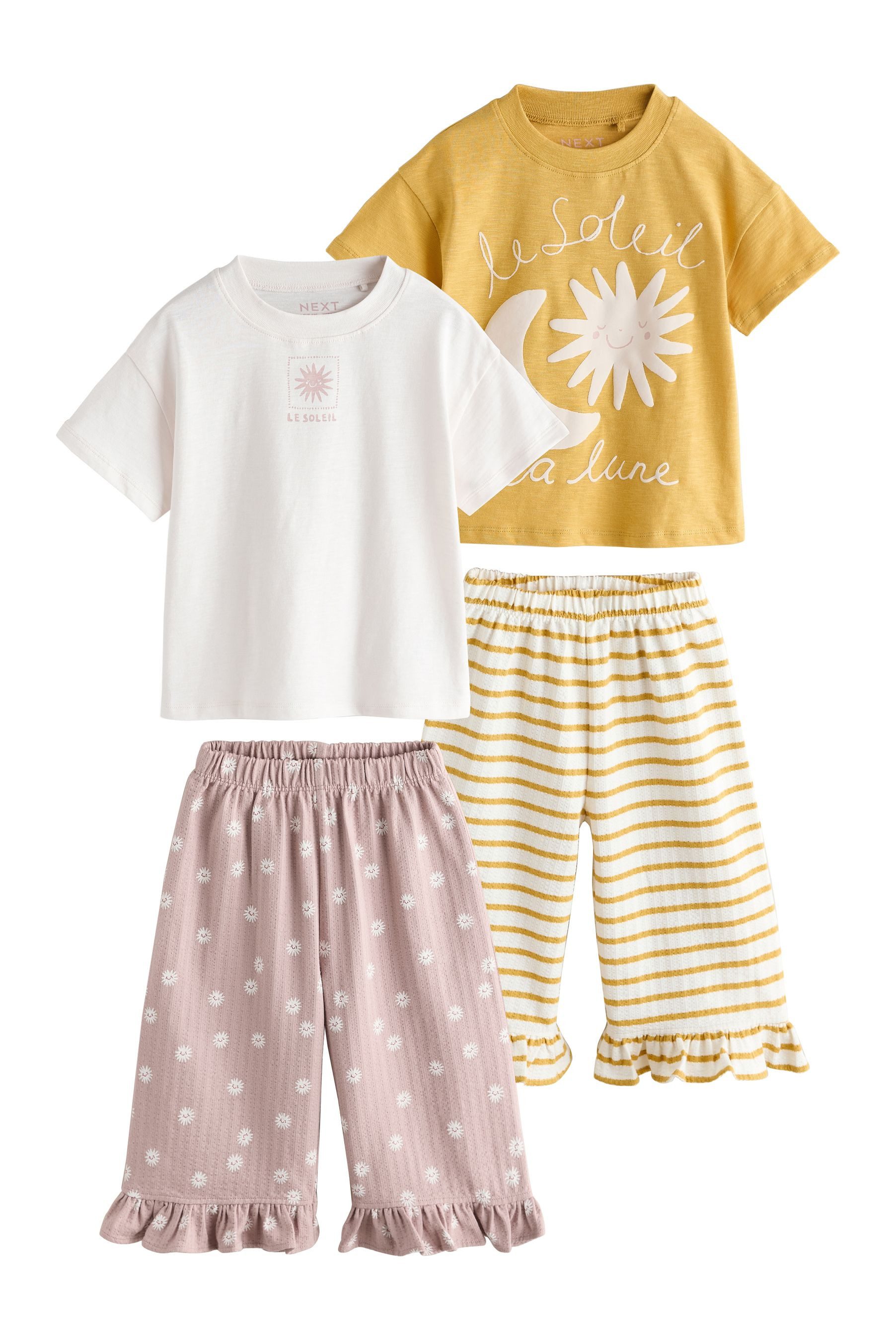 Next Top & Hose Oberteil und Hose mit weitem Bein im Set, 2er-Pack (4-tlg)