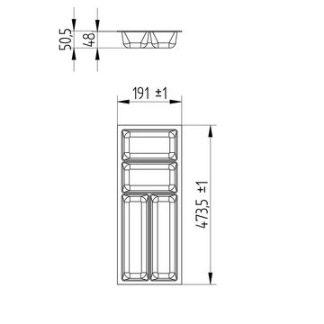 SO-TECH® Besteckeinsatz Orga-Box-3 silbergrau Canvas Besteckeinsätze für Nobilia ab 08.2012, Besteckeinsatz 191 mm Breite, Silbergrau