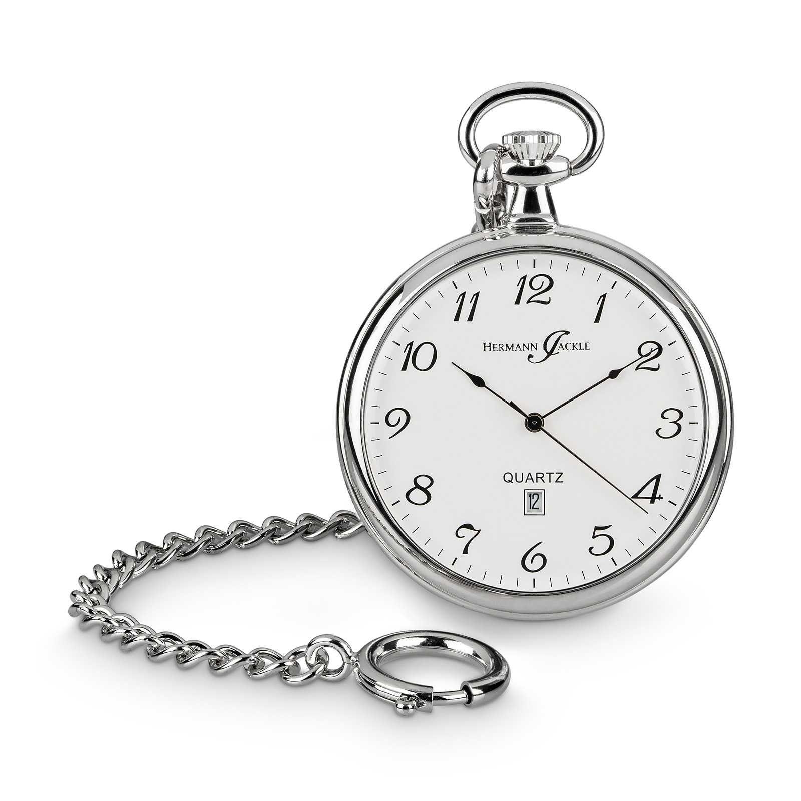 Hermann Jäckle Taschenuhr "Konstanz II" Quarzwerk, 47 mm, Mineralglas, mit Kette & Reiseetui, – Elegante Herrenuhr im klassischen Stil