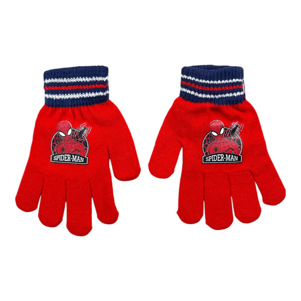 MARVEL Bommelmütze Spiderman Kinder Herbst Winter Set Mütze plus Handschuhe Onesize 52/53