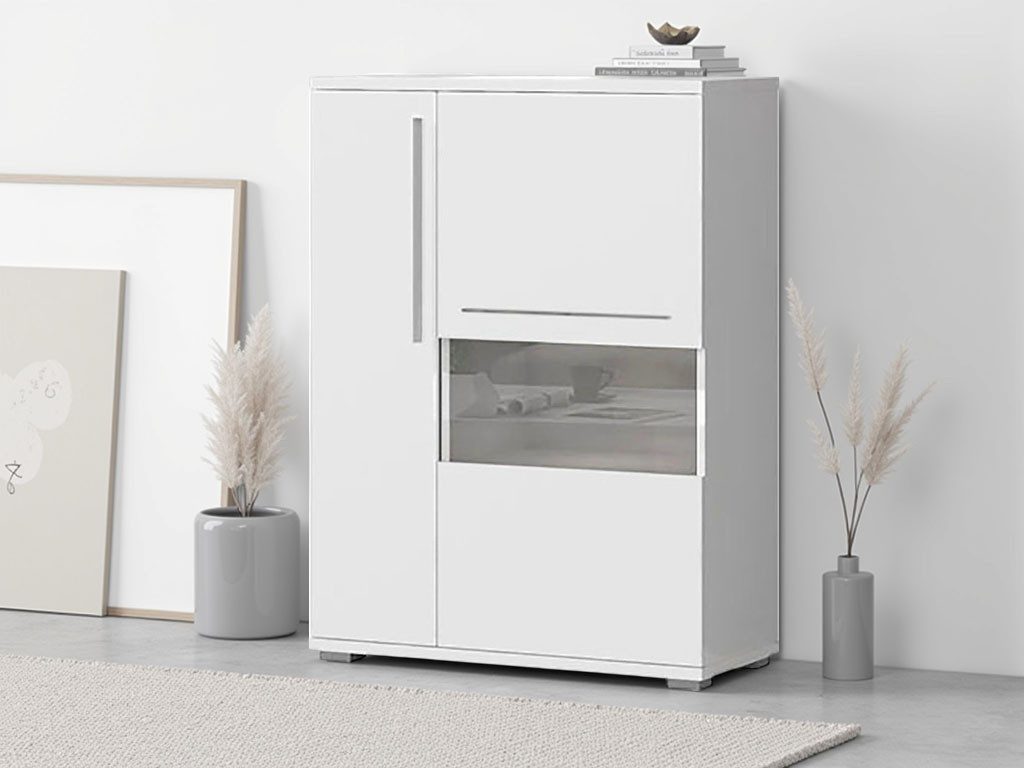 OTTO home Highboard Piano Vitrine (H/B/T): 123/90/40,2cm), UV lackiert, Soft-Close Funktion
