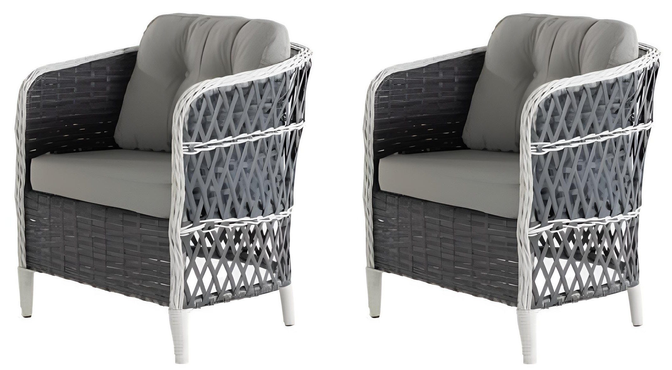 Xlmoebel Sessel Moderner Sessel in Weiß-Grau mit Metallrahmen und Geflecht (2-St., Sessel), Made in Europa