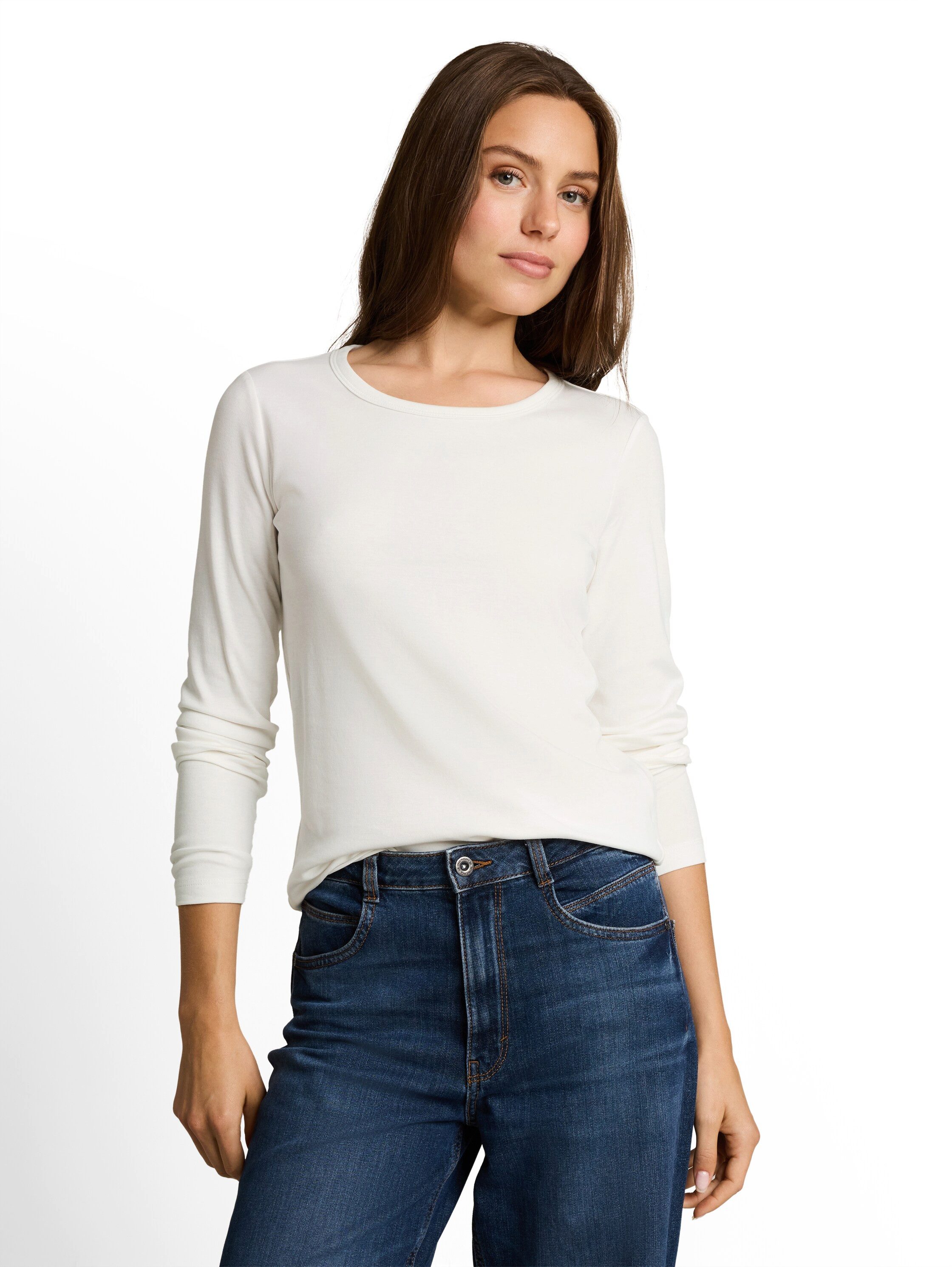 TOM TAILOR Langarmshirt Regular mit Rundhalsausschnitt und Stretch