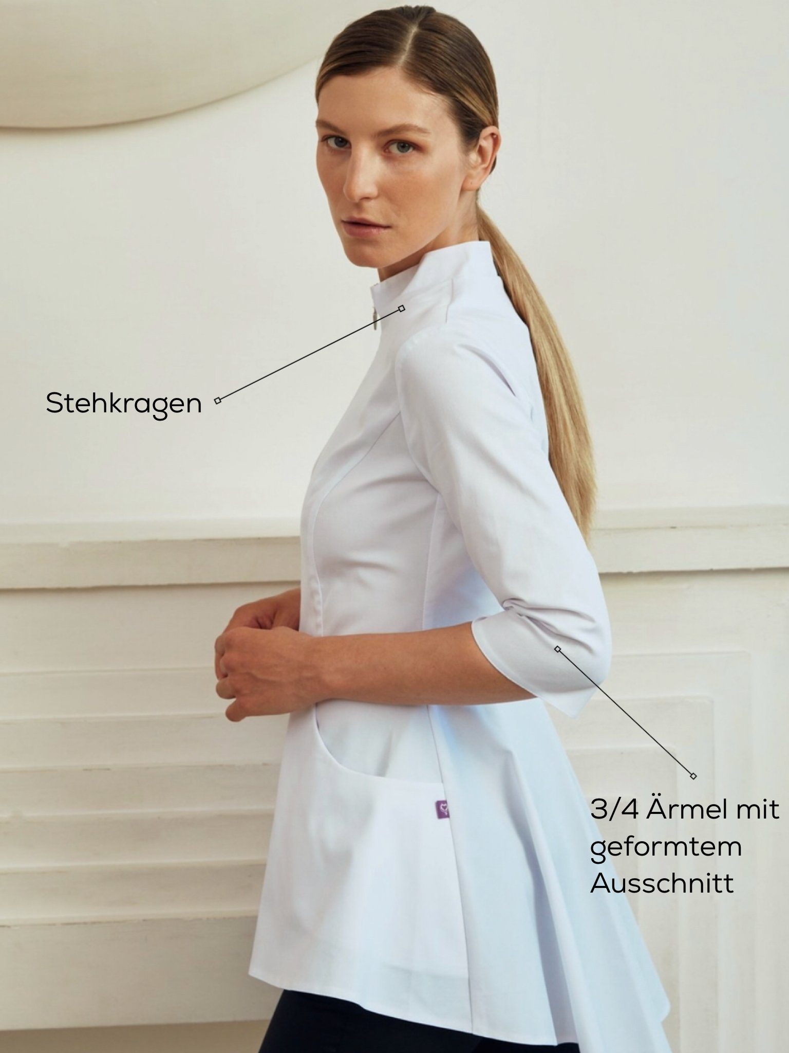 STM Company Kittelschürze Medizinische Bluse mit Schößchen, (3/4 Ärmel), Arbeitskleidung & Berufsbekleidung