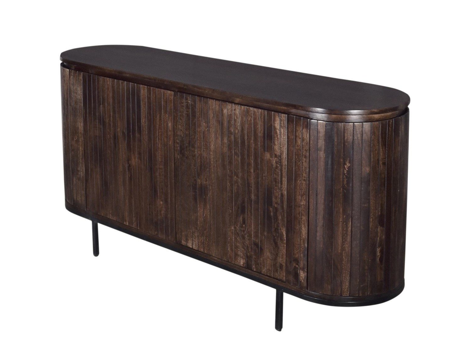 Natur24 Sideboard Noor Sideboard 170x81x43 cm Mangoholz Stahl Natur Schwarz.