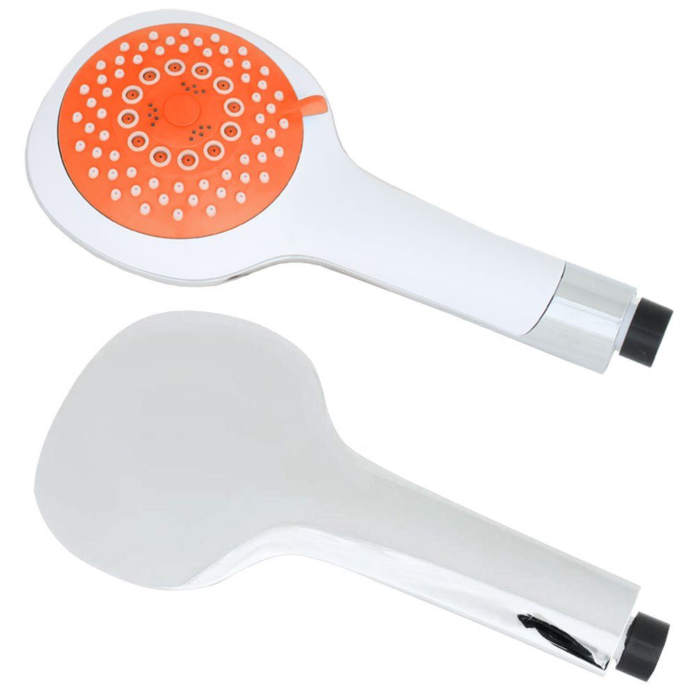 Sanlingo Handbrause Handbrause 5fach verstellbar mit 120 mm Durchmesser Orange Weiß Chrome