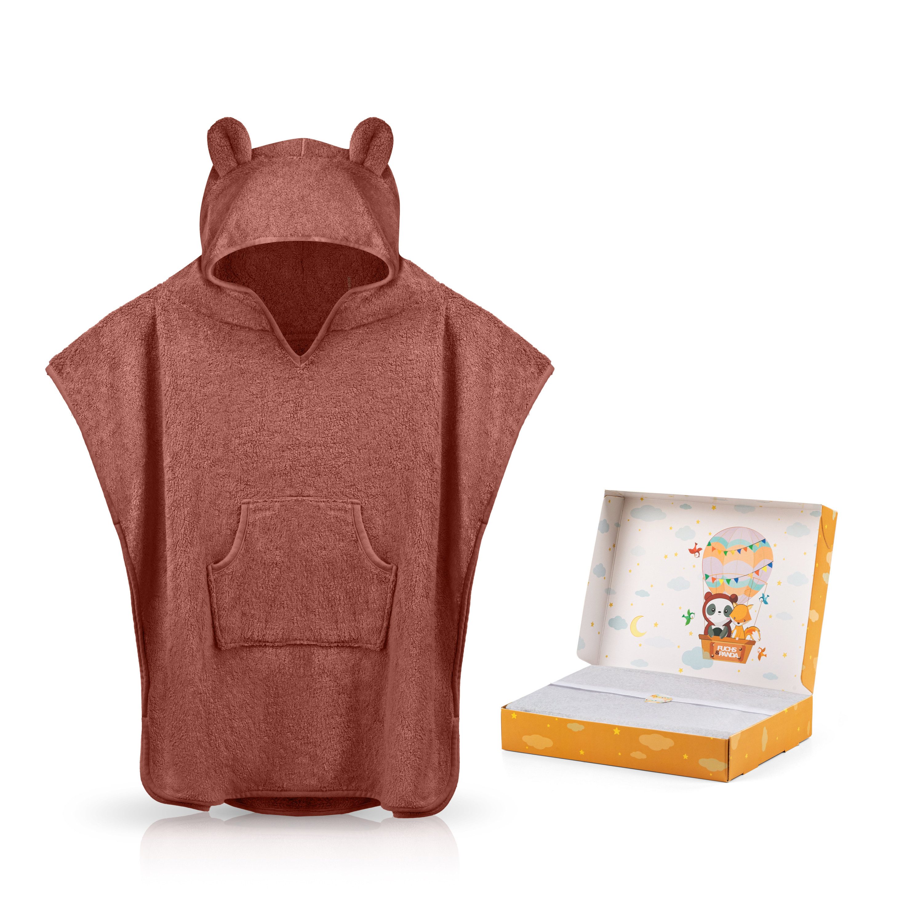 Fuchs & Panda Badeponcho Kuscheliger Badeponcho Baby und Kinder (0-4Jahre) aus 100% Bambus, 100% Bambus: Antimikrobiell, Atmungsaktiv, Hypoallergen, Superweich