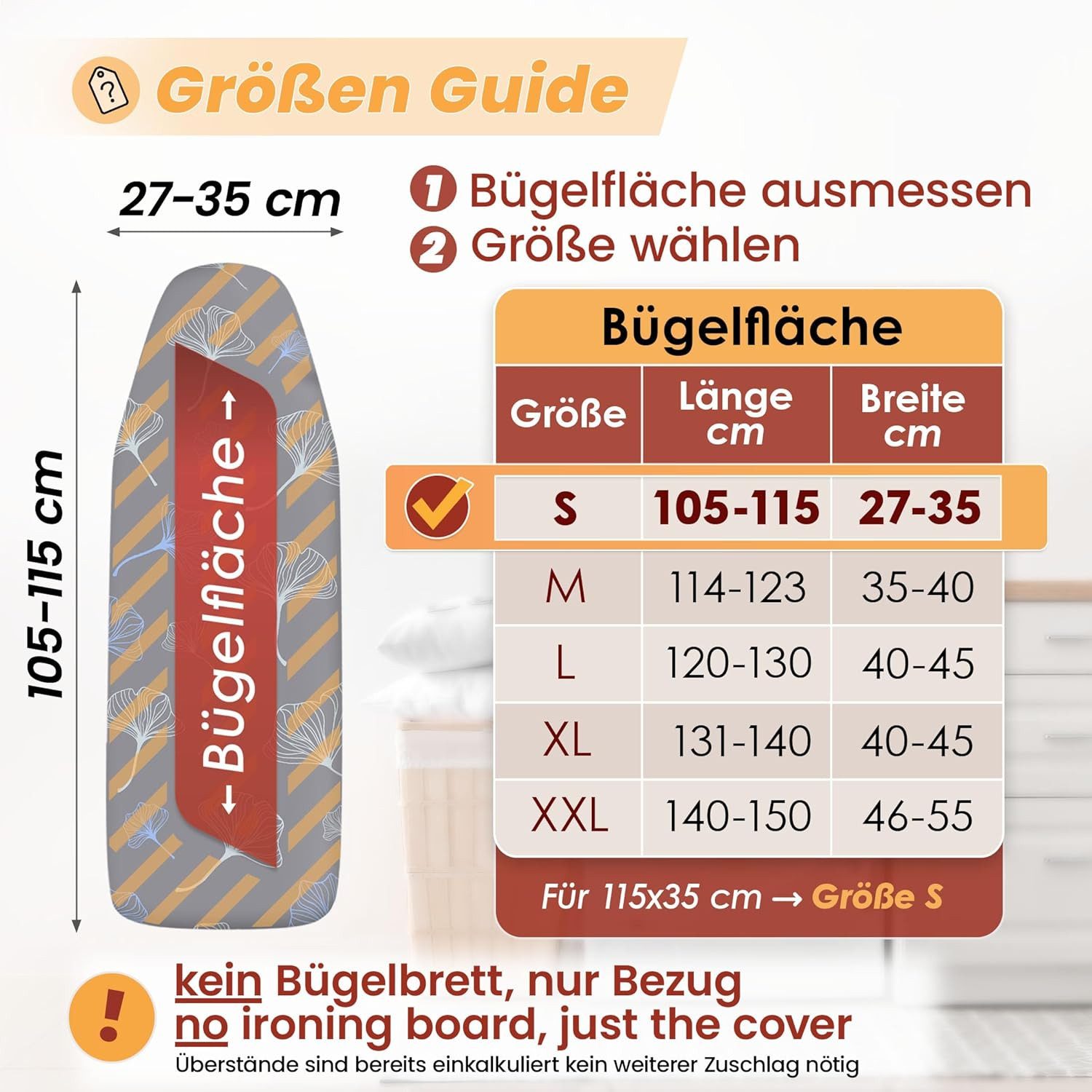 Arteneur Bügelbrettbezug, Made in Germany, OEKOTEX100, Zubehör für alle Bügeltische dank 5 Größen, Vergleichssieger, Hitzereflektierend, Gummizug