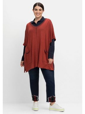 Sheego V-Ausschnitt-Pullover Große Größen mit zweifarbigem Strick