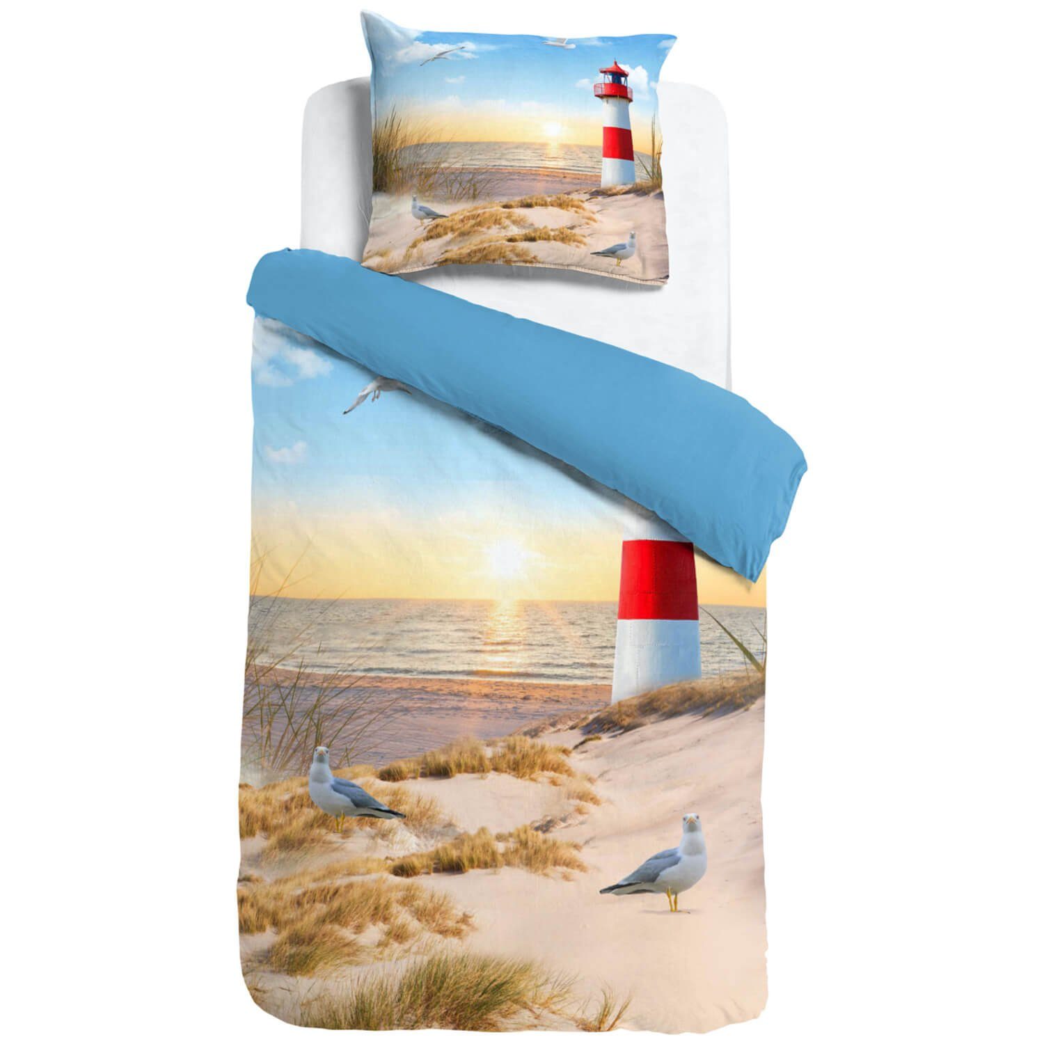 ESPiCO Bettwäsche Leuchtturm, Renforcé, 2 teilig, Digitaldruck, Strand, Mee günstig online kaufen