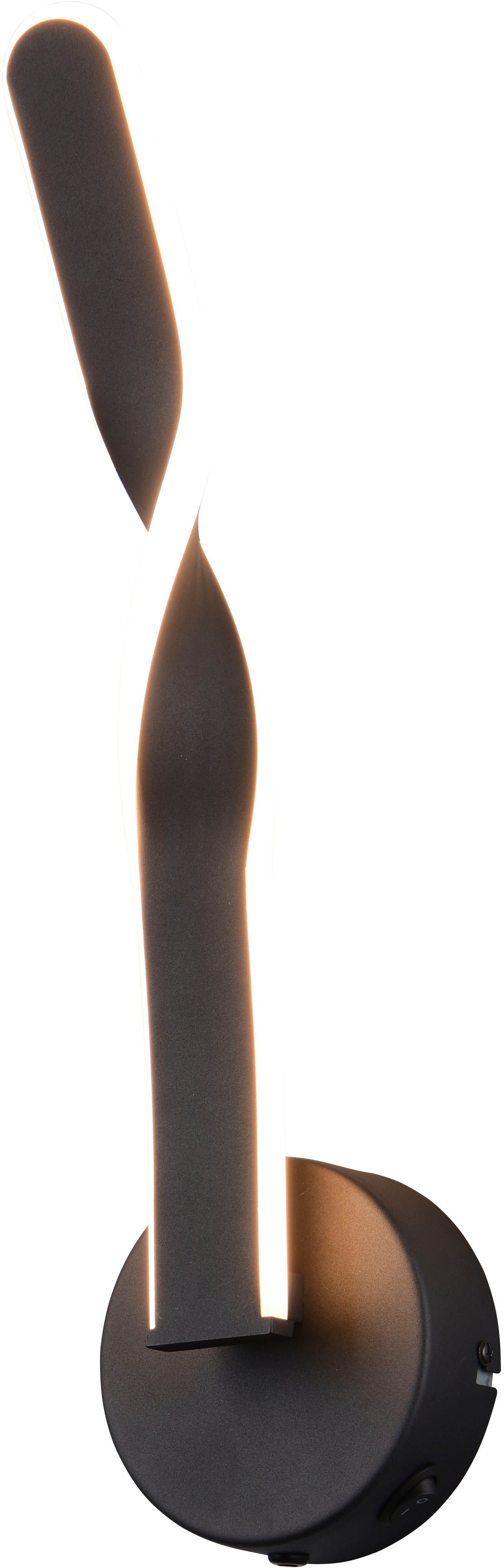 Reality Leuchten LED Wandleuchte GINKO, LED Wandlampe mit Schalter, 11W 1250 Lumen 3000K warmweiß, Ein-/Ausschalter, LED fest integriert, Warmweiß, On/Off Kippschalter, elegant geschwungene LED Elemente Höhe 45,5cm