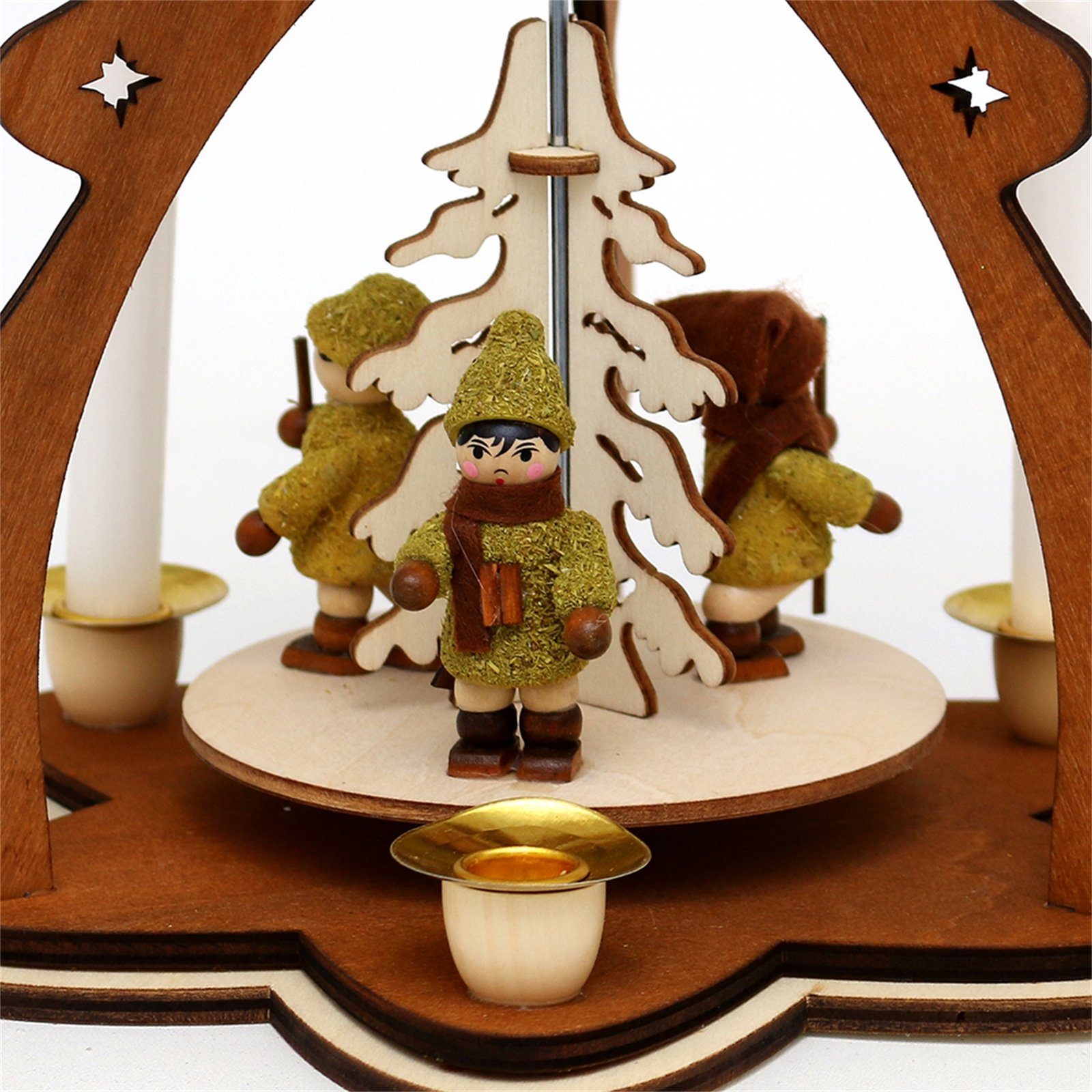 für 3 Kerzen Weihnachtspyramide Holz Moosmann/Moosfrau Tischpyramide, SIGRO