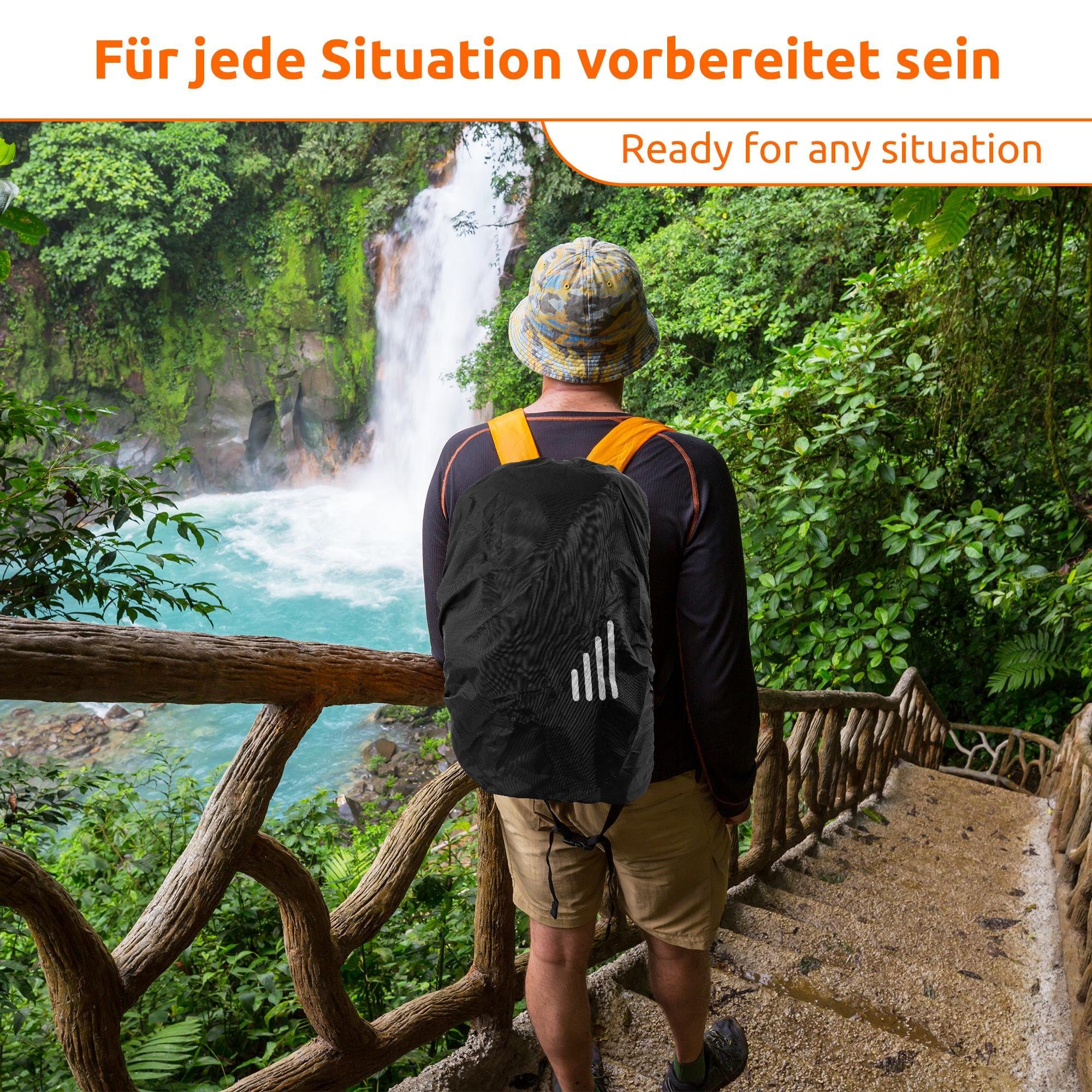 ECENCE Backpack Rain Cover 1x Rain Cover Backpack 15-35L in Black