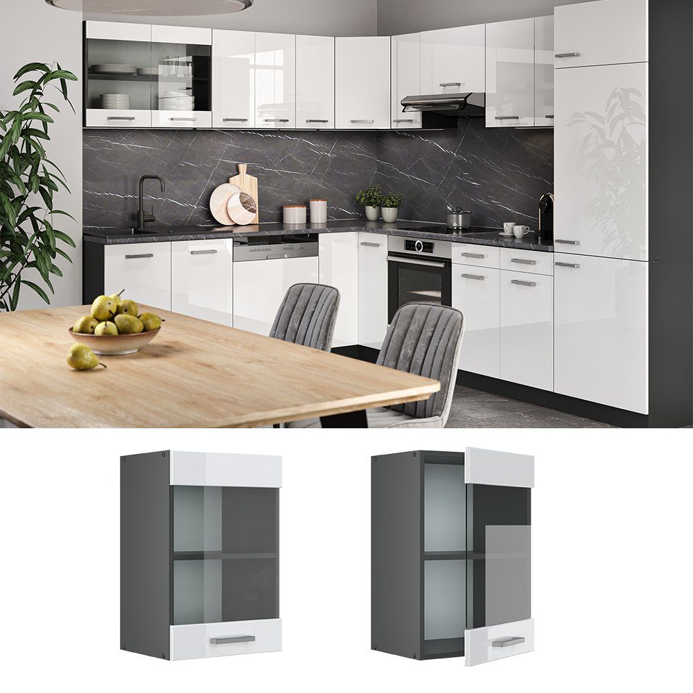 Vicco Glashängeschrank R-Line, Weiß Hochglanz/Anthrazit, 40 günstig online kaufen