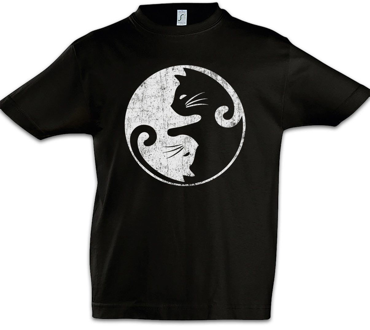 Print-Shirt Cats Yin & Yang Kinder T-Shirt Cat Katze Katzen Circle Kreis Lover