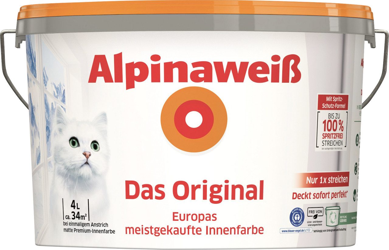 Alpina Wandfarbe Alpinaweiß Das Original Wandfarbe 4 L weiß matt