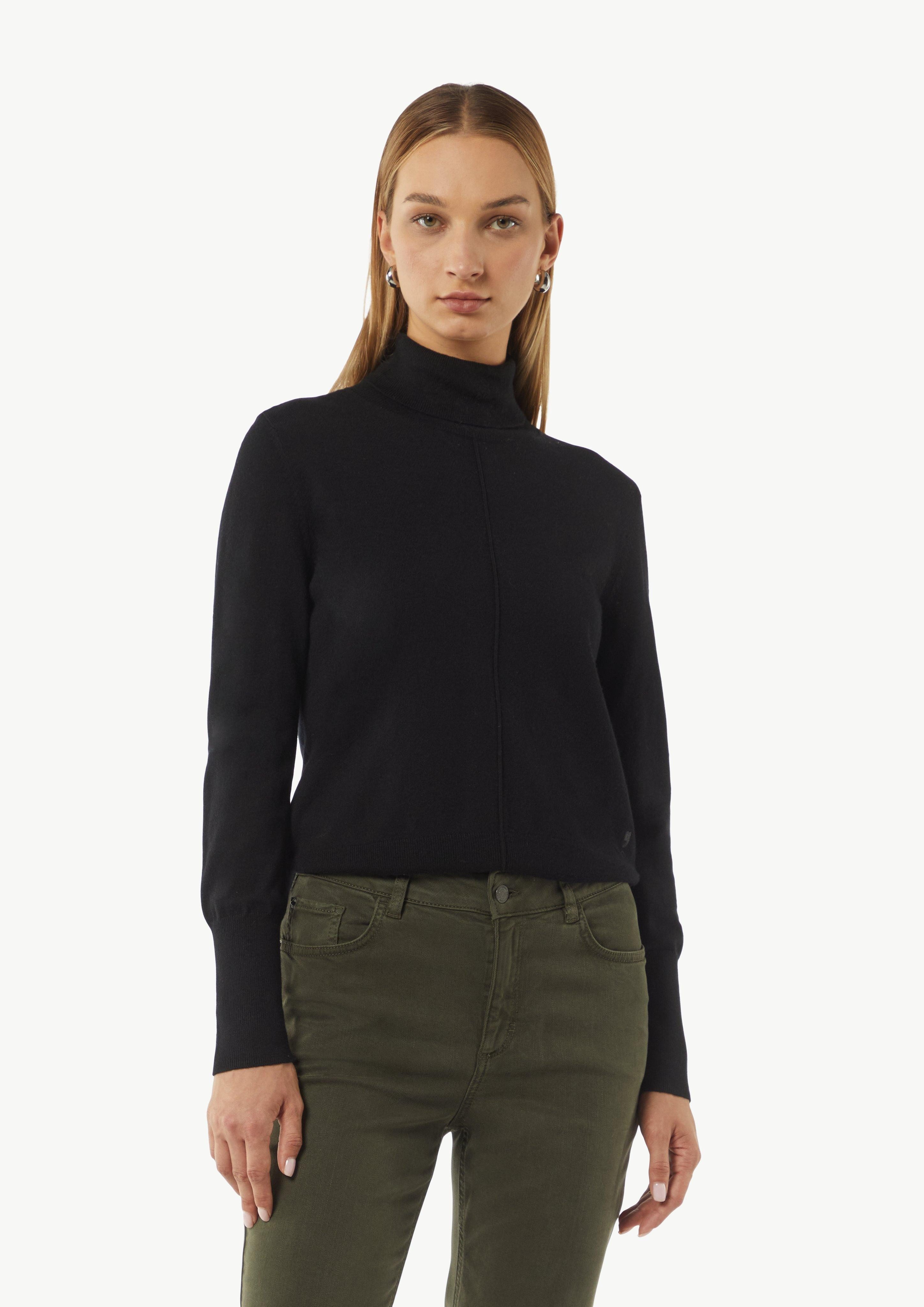 Langarmshirt Rollkragenpullover mit Biesen und Rippdetails