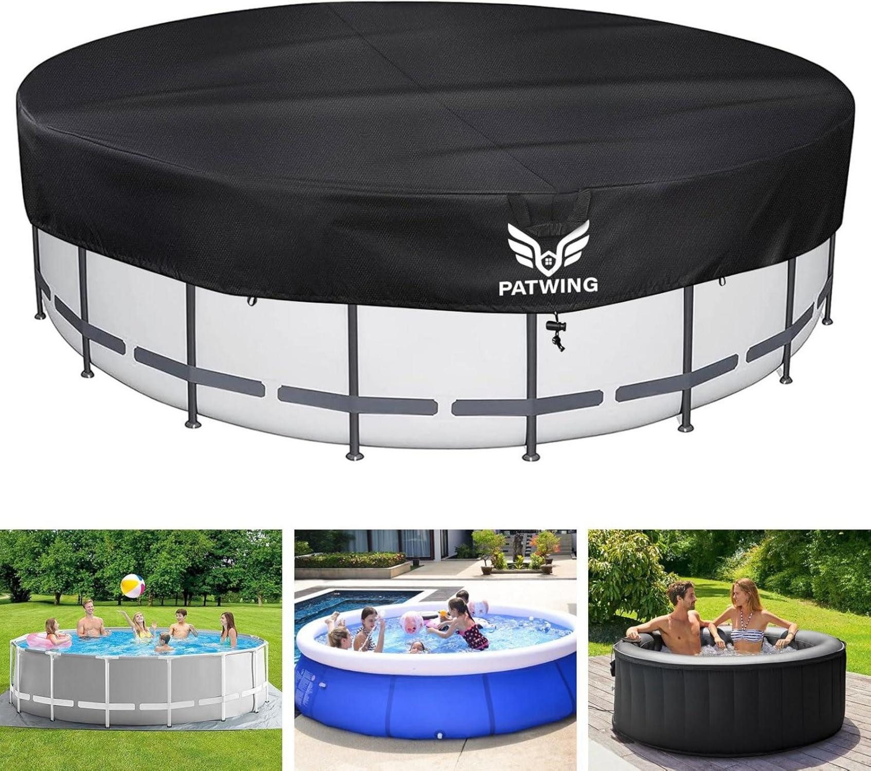 Pool-Abdeckplane Poolabdeckung Rund 600D Oxford UV-Resistent für 390-460cm Pools