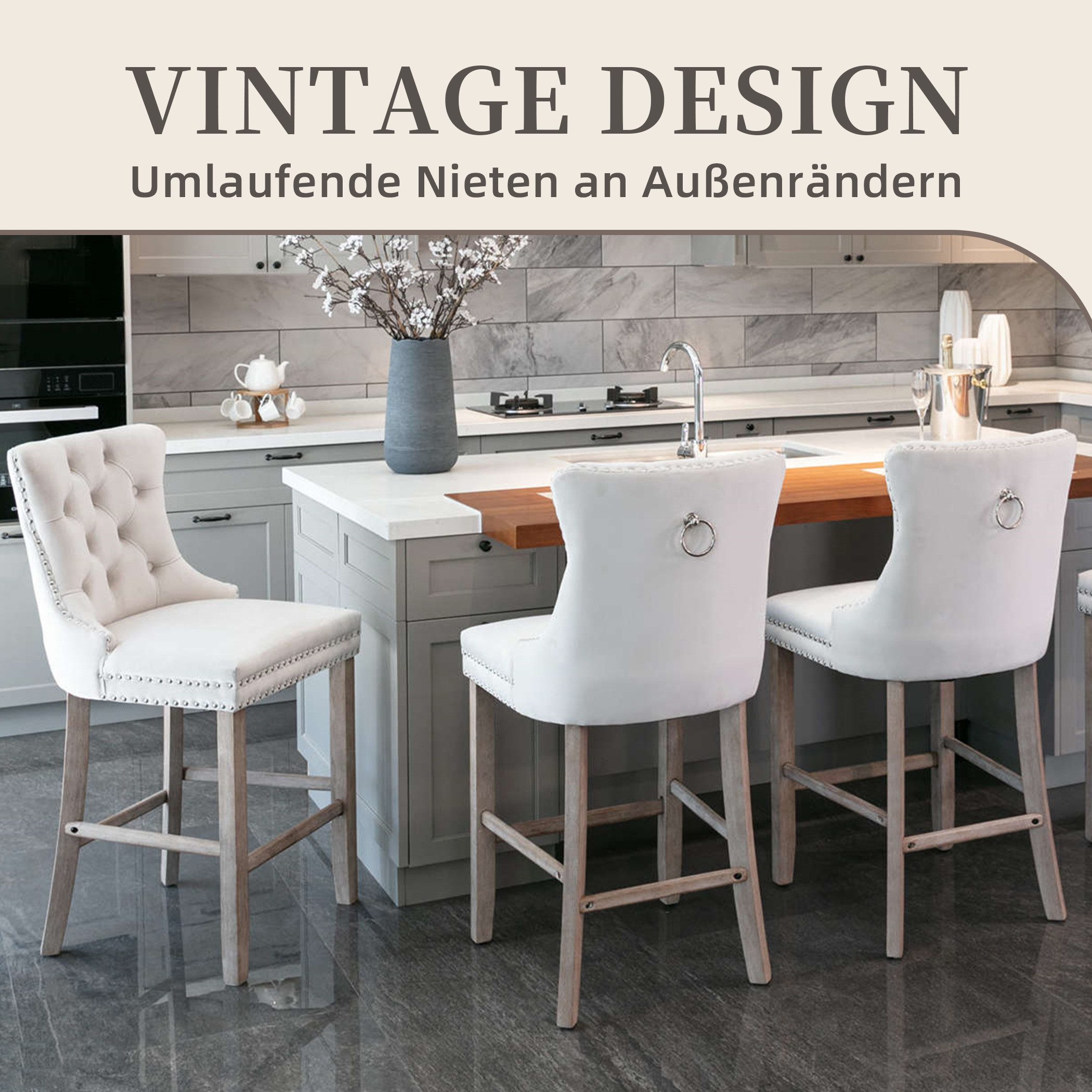 SeedWave Barhocker Mit Rückenlehne, 2er-Set Samt Barstuhl mit Verstellbaren günstig online kaufen