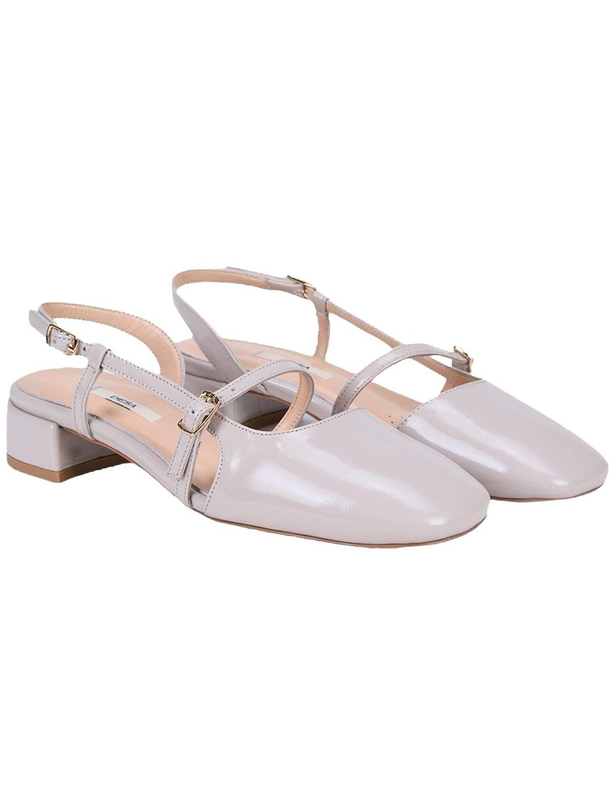 Desa DESA Damen-Slingback-Pumps aus Lackleder, niedriger Absatz Mokassin