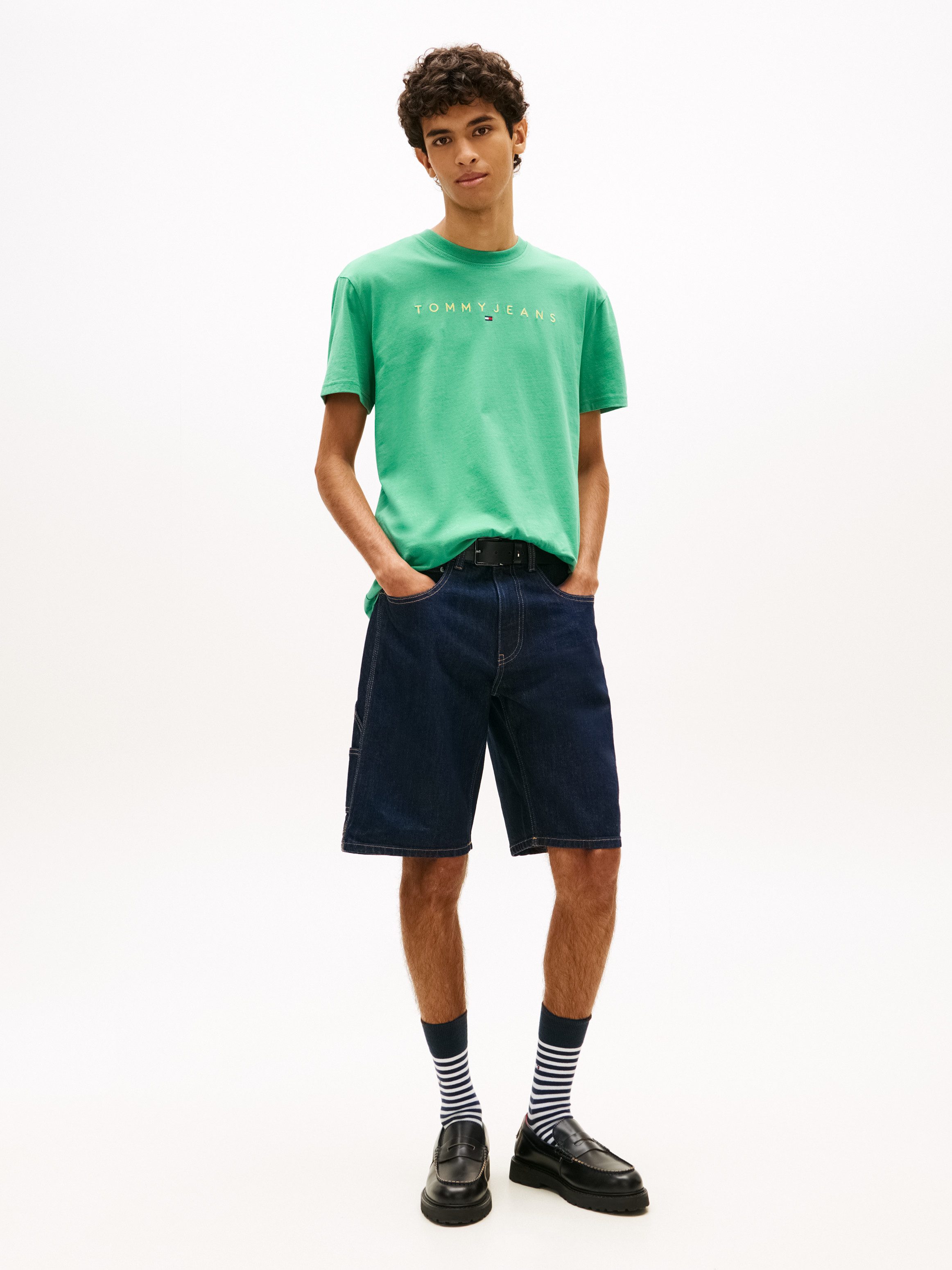 Tommy Jeans T-Shirt TJM REGULAR LINEAR LOGO EXT Rundhals, Regular Fit