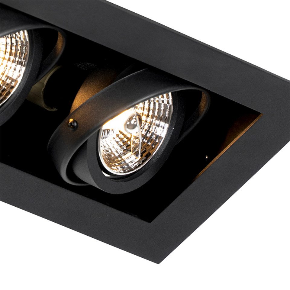 Qazqa LED Einbaustrahler Oneon 70, Dimmbar, LED wechselbar, Extra-Warmweiß, QAZQA Downlight, gu10, Schwarz, Stahl, Modern