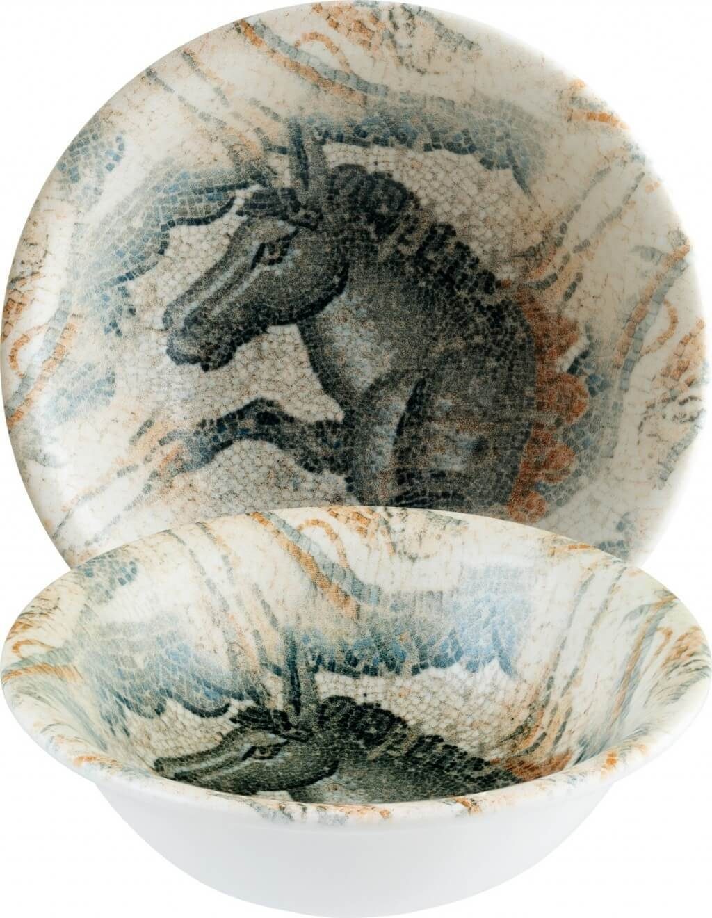 Bonna S-MT-MZPHGRM16KS Beige Salatschalen, Porzellan, Gourmet Mesopotamia Horse (12-tlg), 40cl Schale