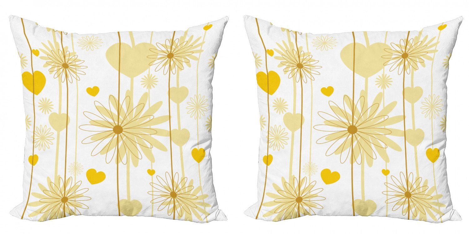 Kissenbezüge Modern Accent Doppelseitiger Digitaldruck, Abakuhaus (2 Stück), Gelb Valentines Floral Design