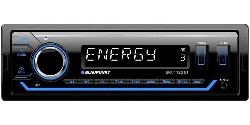 Blaupunkt Blaupunkt BPA 1123 BT 1-DIN Autoradio, BT, USB, Aux-Eingang 4x50W Autoradio (RDS (Radio Data System), PTY (Programme Type), TA (Traffic Announcement), AF (Alternative Frequency), AM/FM-Tuner, Ext. Mikrofon, Sub-Out, Multicolour-Licht, geringe Einbautiefe)