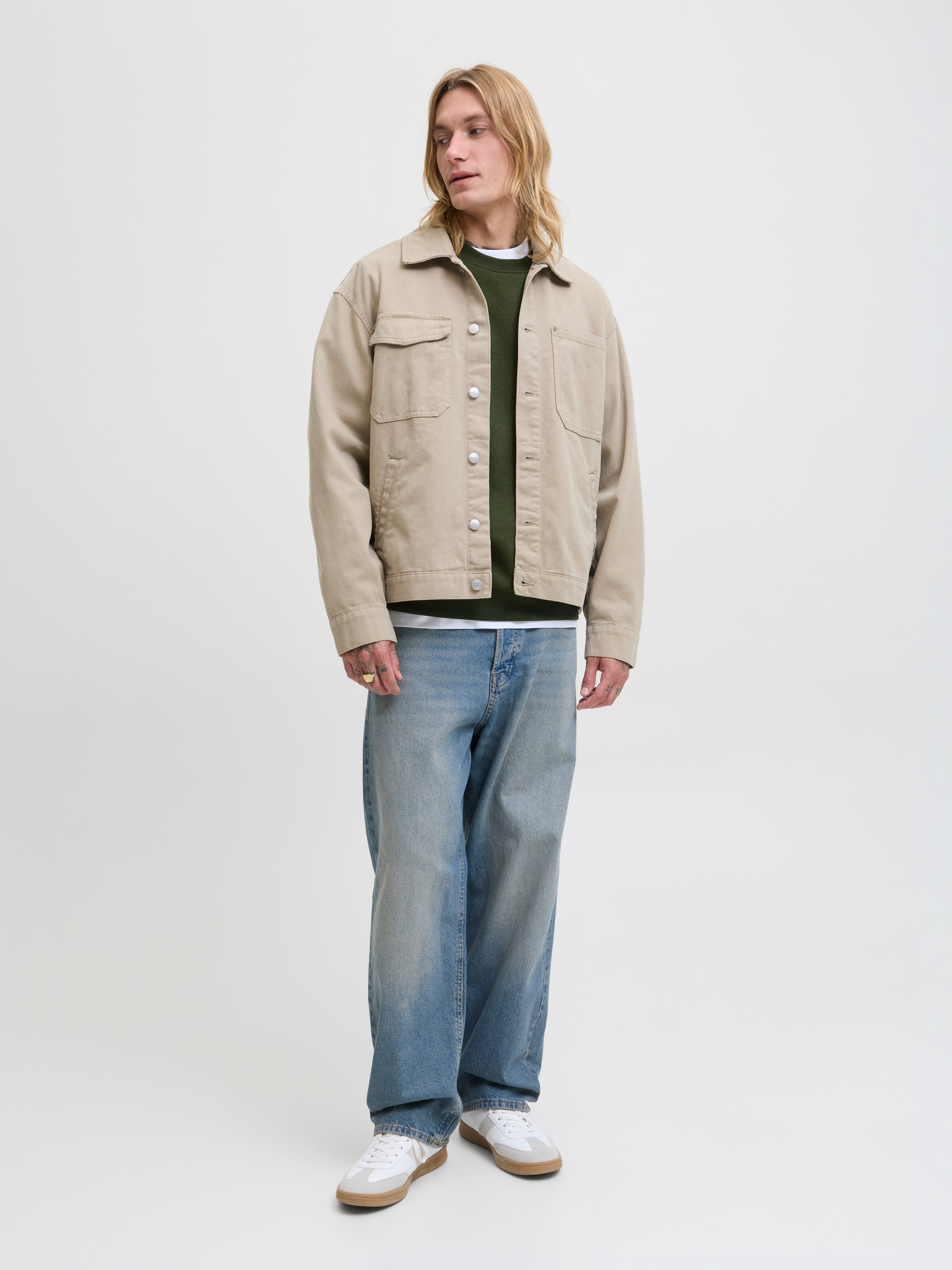 Jack & Jones Sweatshirt JJEBRADLEY mit Rippbündchen für Alltag und Freizeit Materialmix, relaxed fit – Bild 5 von 5