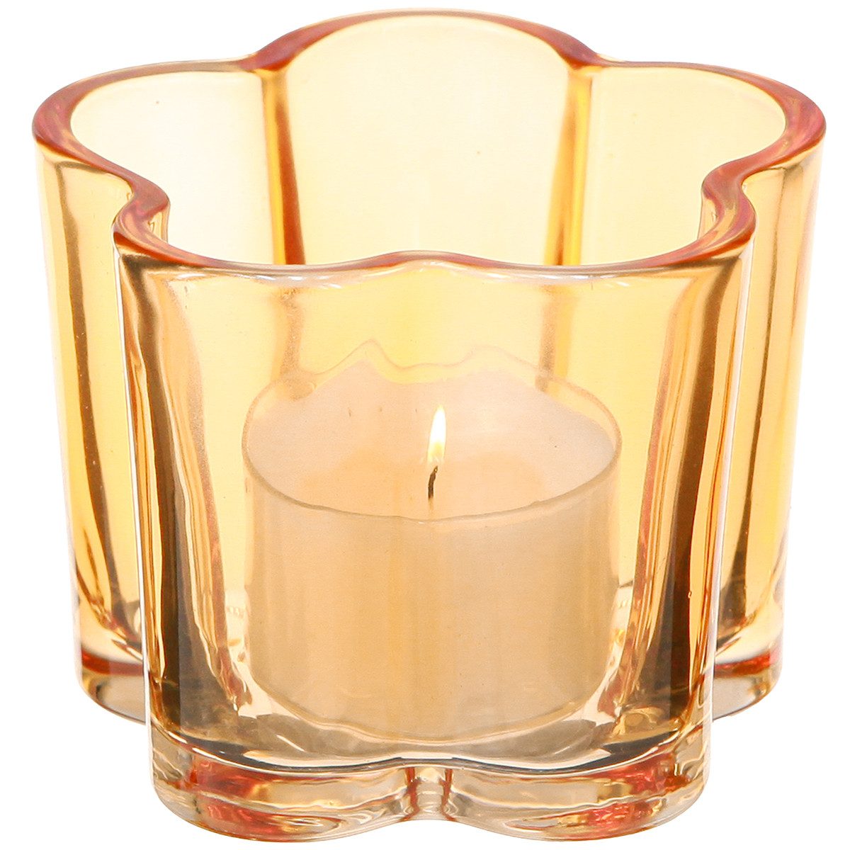 Viana Tischvase Glas Teelichthalter Blume Orange günstig online kaufen