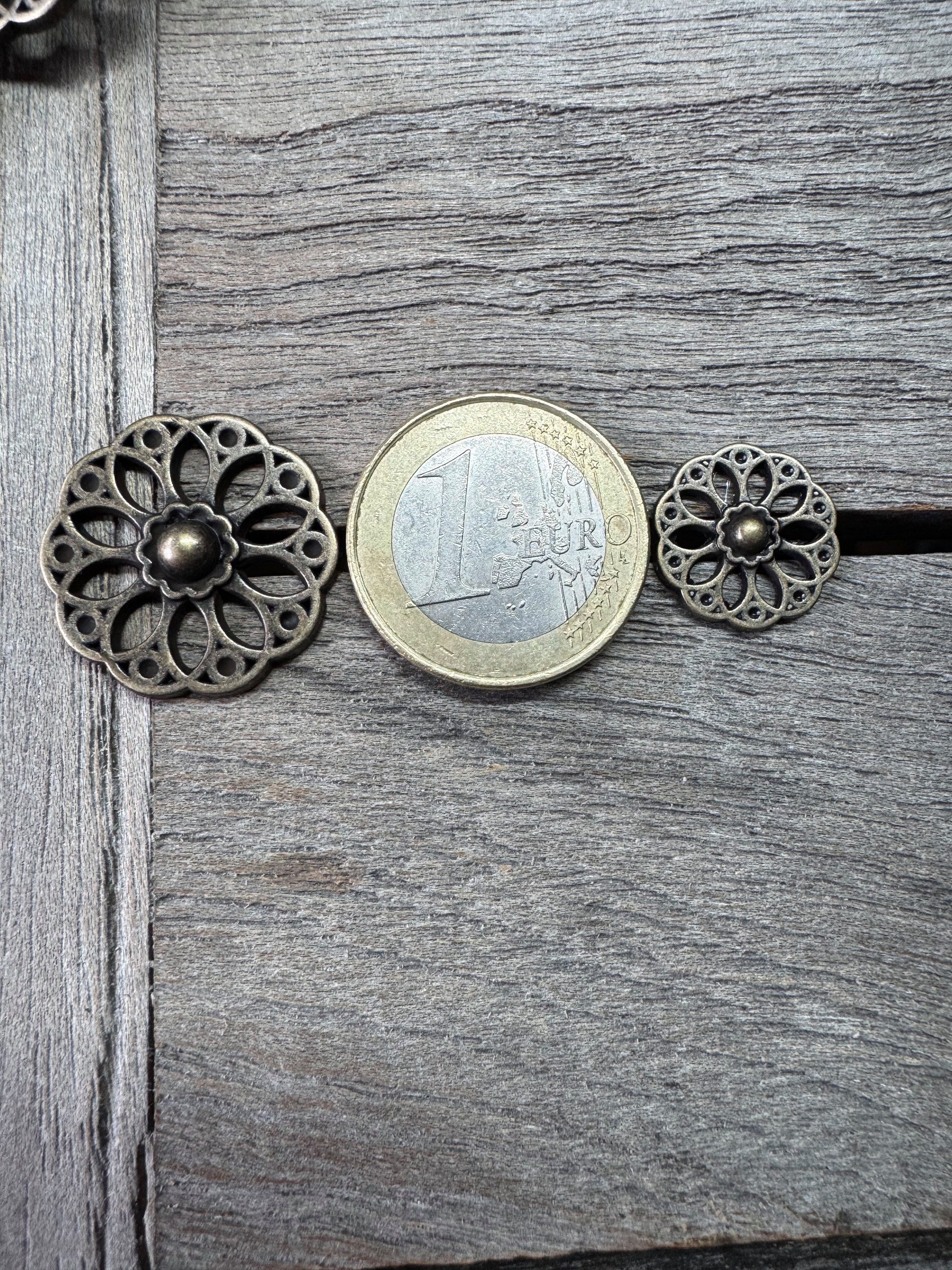 Hartmann-Knöpfe Knopf 10 Stück messing Blüte Metallknöpfe mit Öse 15mm oder 22mm