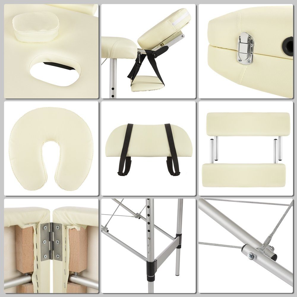 Feel2Home Massageliege Massageliege Aluminium 2 Zonen schwarz Massagebank klappbar Liege (Stück, Premium-Massageliege), Abnehmbare Elemente