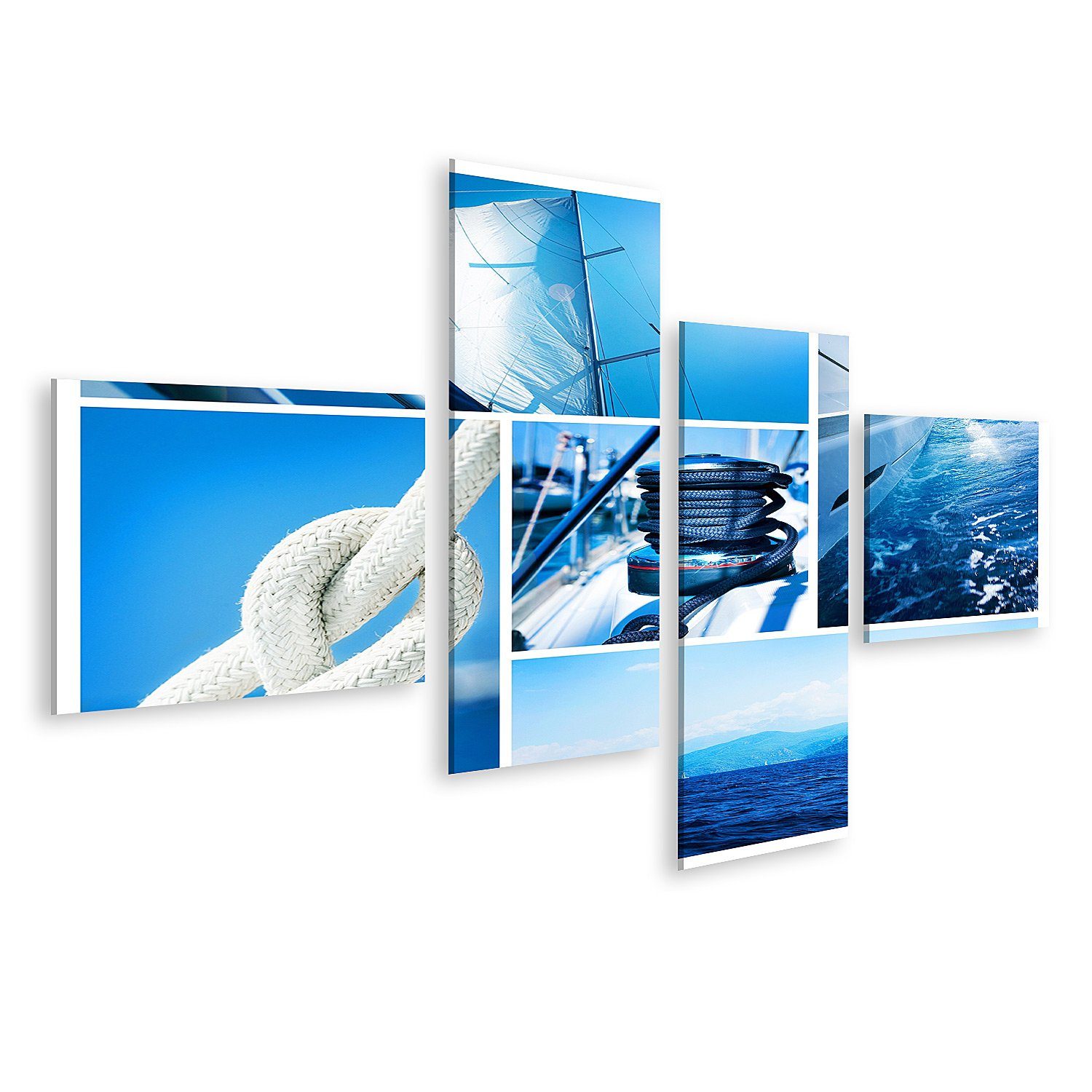 islandburner Leinwandbild Bild auf Leinwand Yacht Collage Segelboot Yachting Konzept Wandbild Po