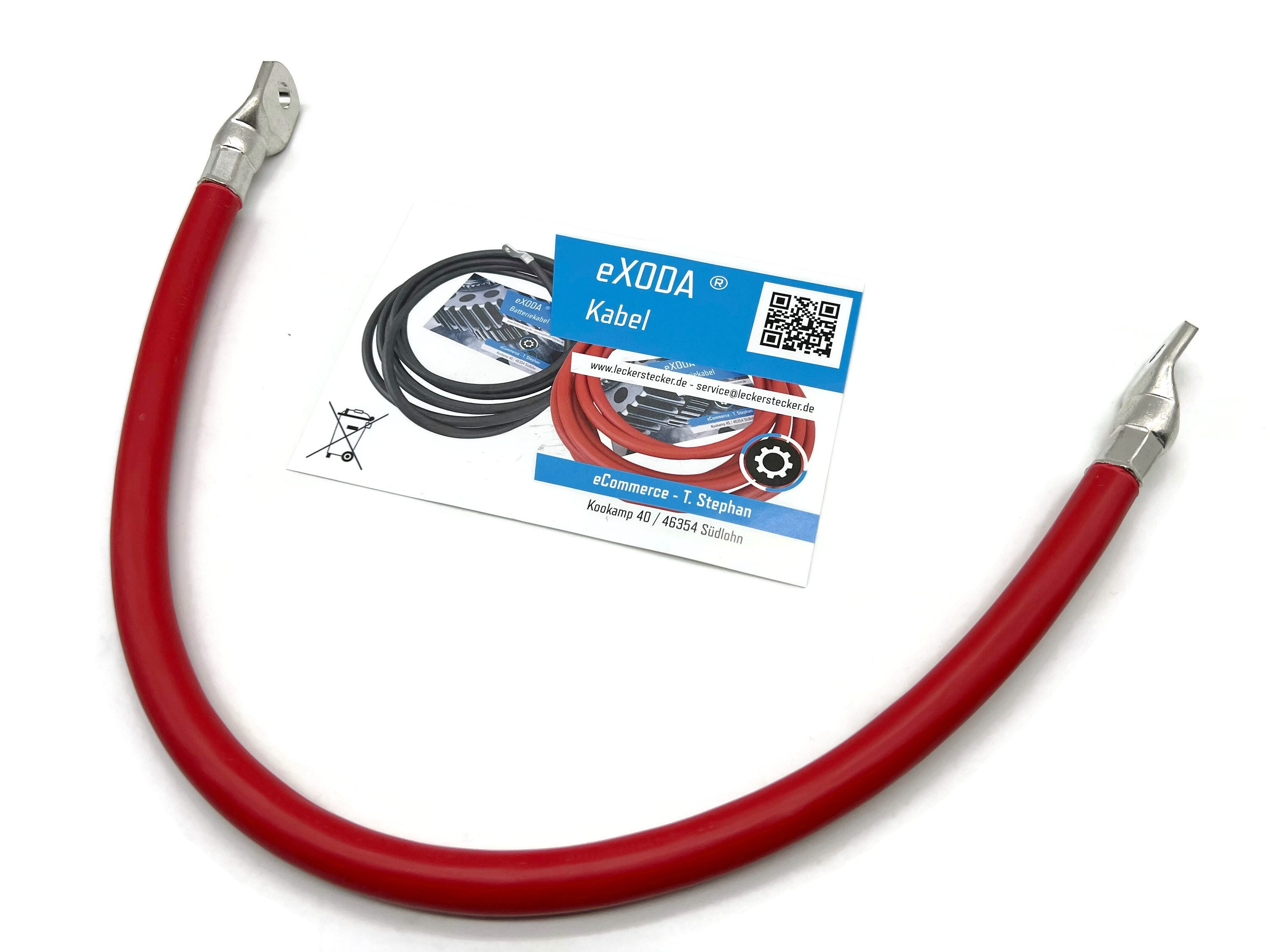 eXODA 70 mm2 M6 M8 Batteriekabel, Rot, (50 cm), 99% Kupfer