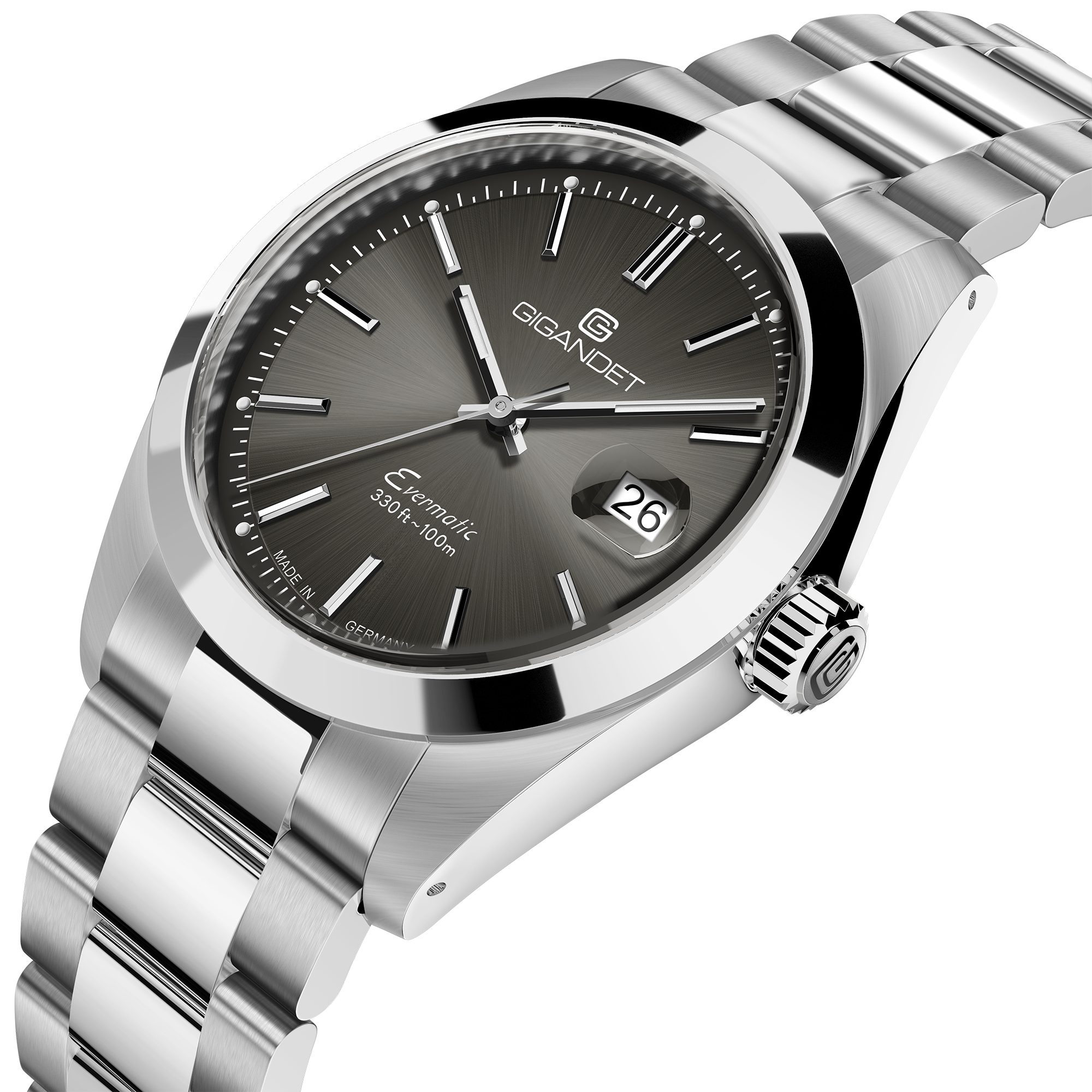 Gigandet Automatikuhr Evermatic G200-004M, Made in Germany, Saphirglas, Swiss Super-LumiNova, verschraubtes Band