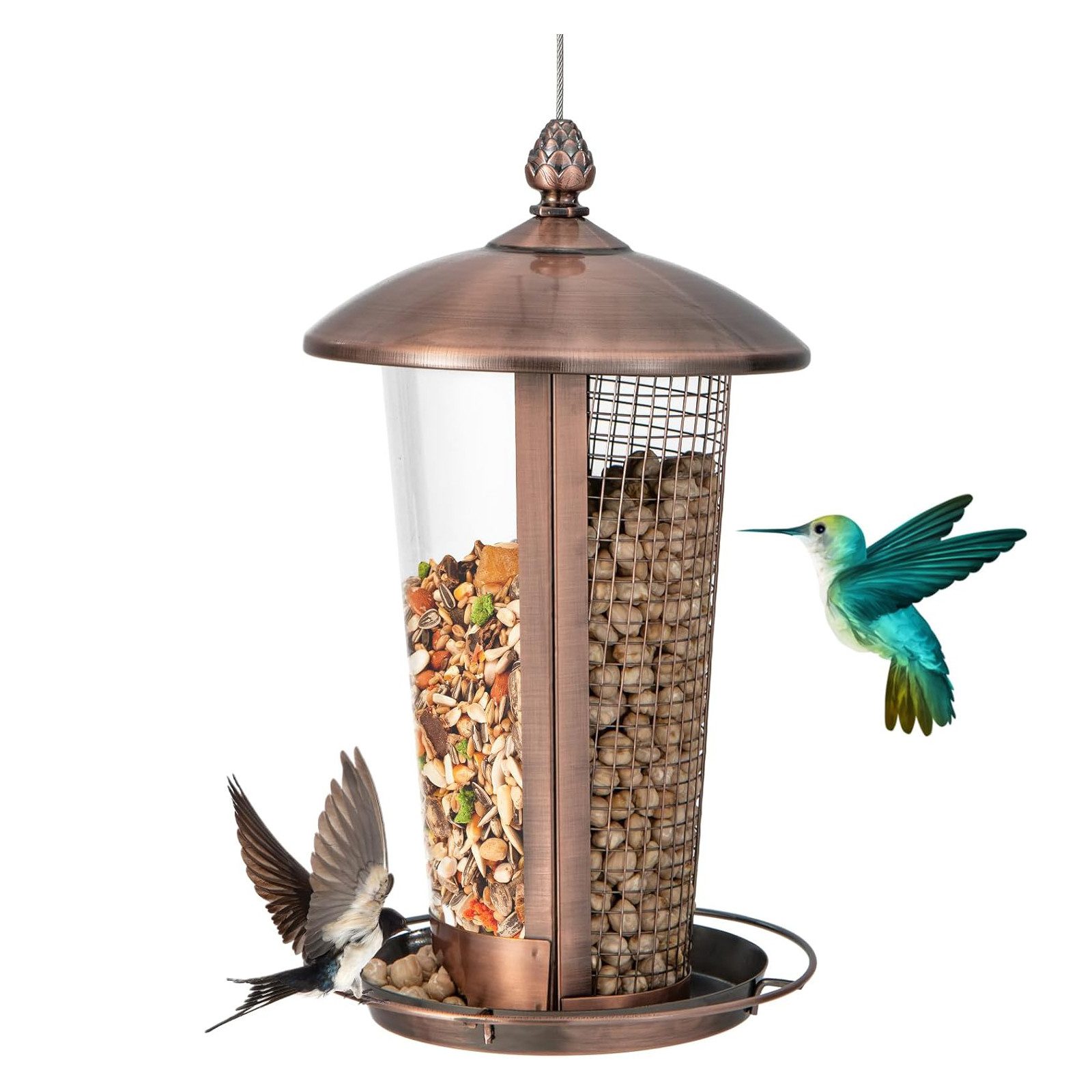 KOMFOTTEU Vogelhaus Vogelfutterhaus, mit 2 Röhren & Abflusslöchern