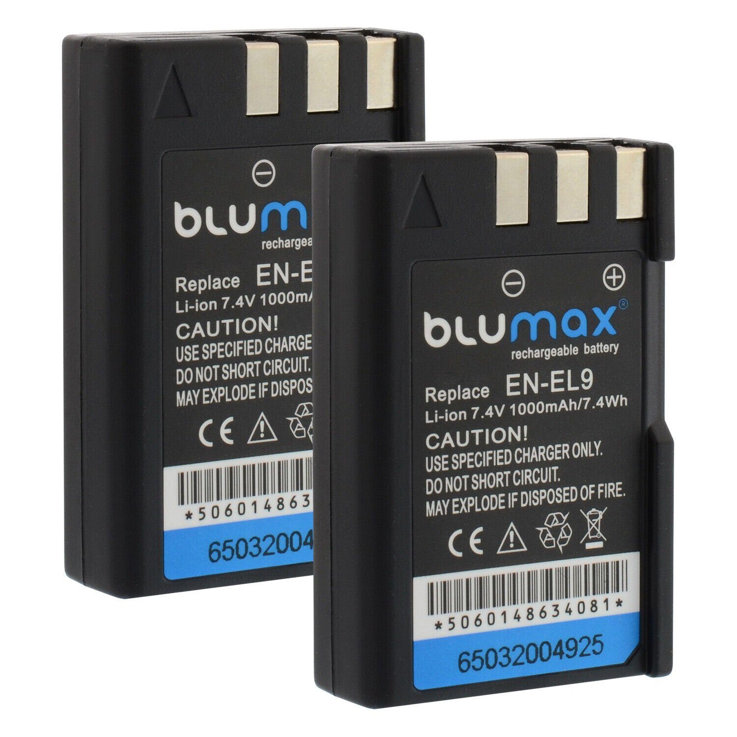 Blumax Set mit Lader 1000 EN-EL9 mAh D40 Nikon Kamera-Akku DSLR für