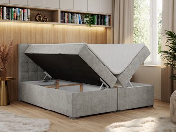 MKS MÖBEL Boxspringbett CARMEN, Multipocket-Matratze-Praktisch Polsterbett mit Kopfstütze