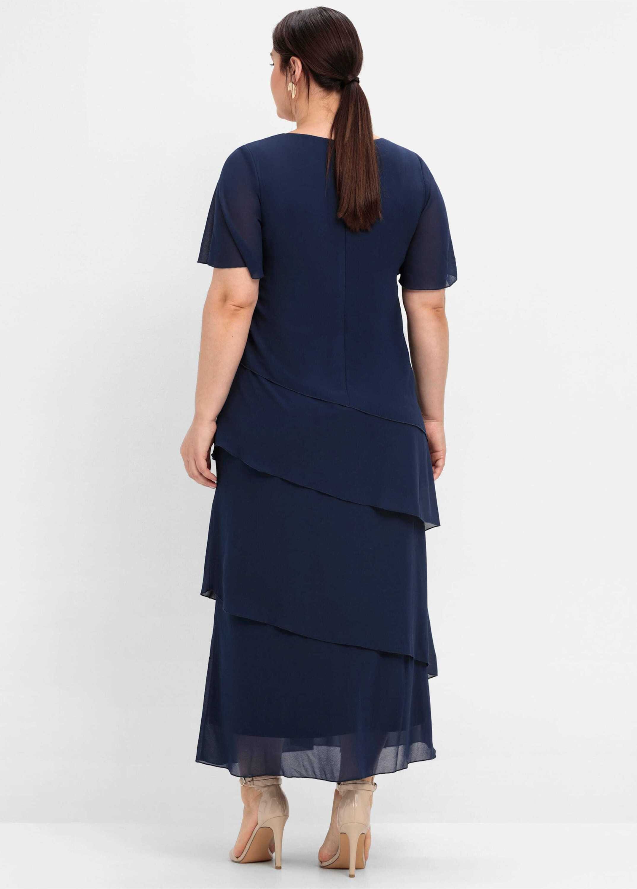 Sheego Etuikleid Abendkleid Kurzarm in Maxi-Länge – Bild 3 von 5