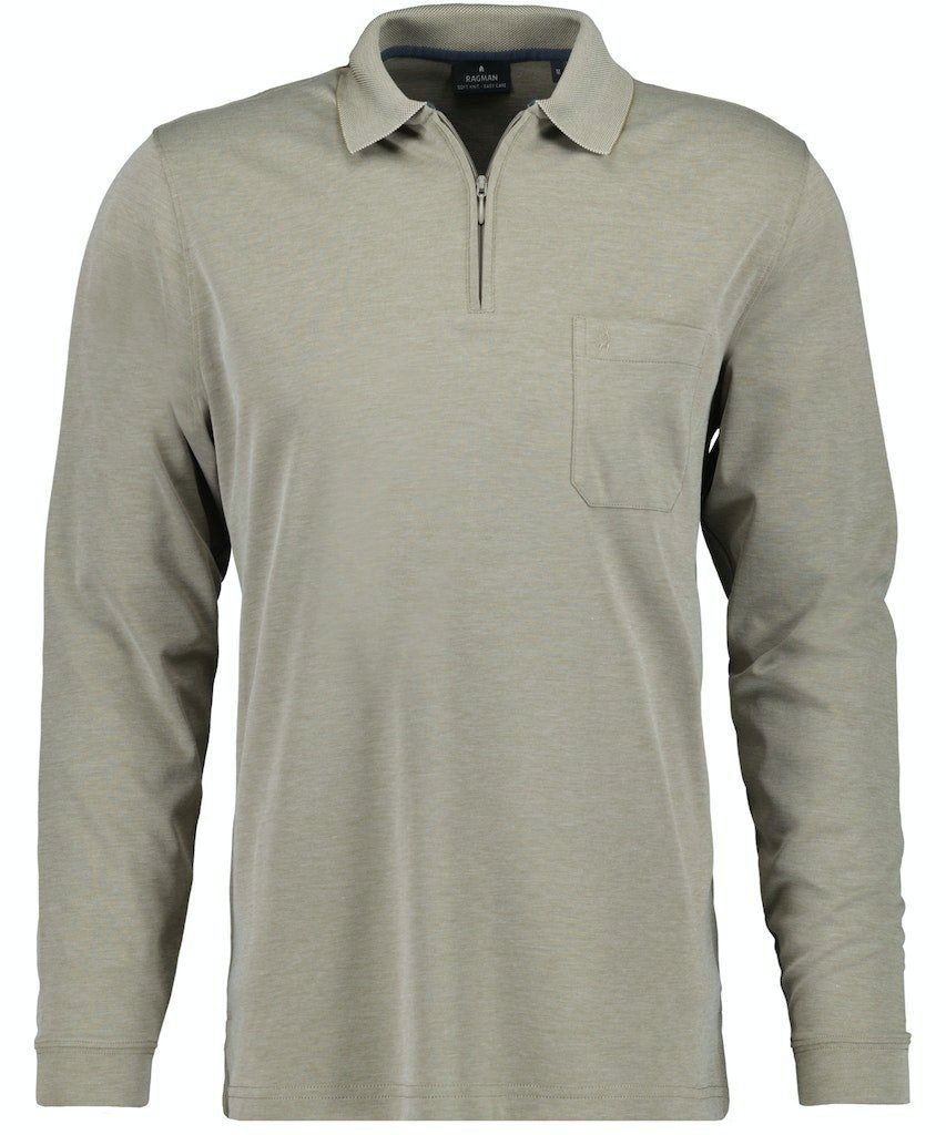 RAGMAN T-Shirt Ragman / He.Polo / Polo zip soft knit LS 881 KITT