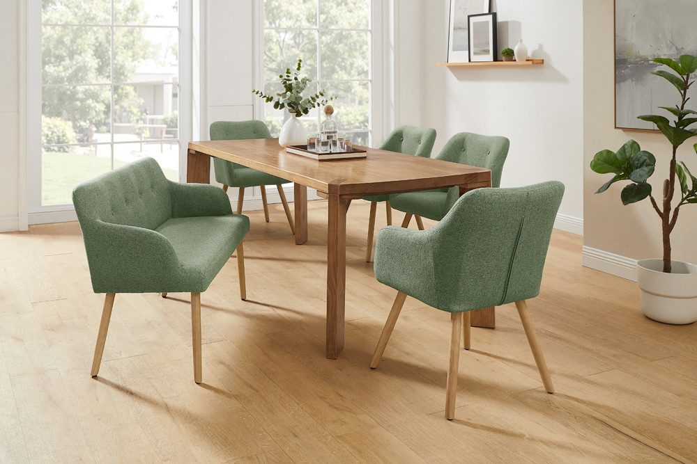 riess-ambiente Polsterbank SCANDINAVIA MEISTERSTÜCK 115cm salbei/natur - Massivholz, mit Armlehne (Einzelartikel, 1-St), Nordische Sitzbank - ideal für Esstisch, Küche oder Wohnbereich