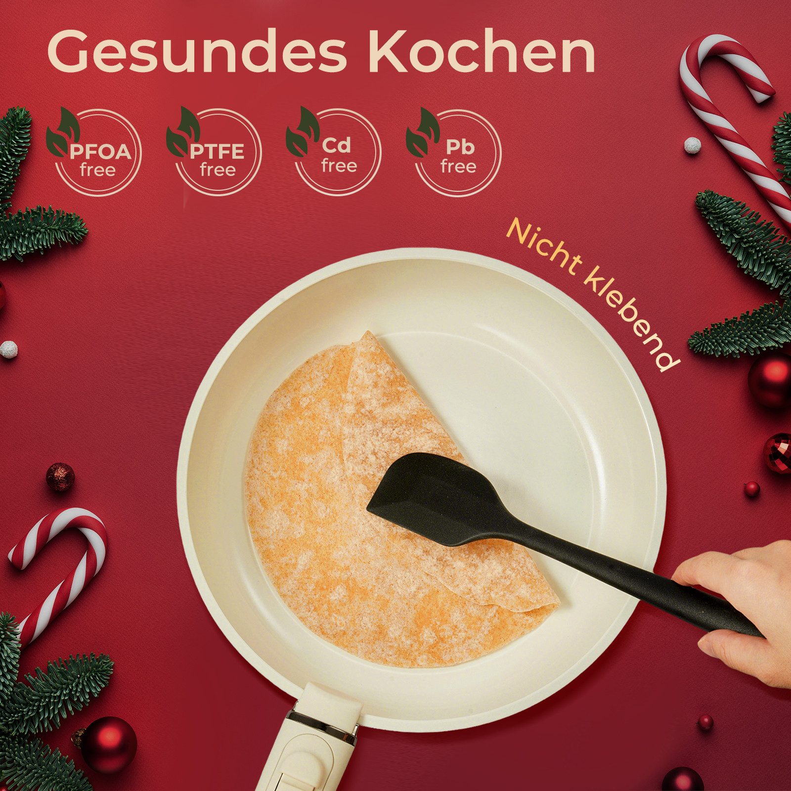 FOHERE Topf-Set Kochgeschirr-Set mit abnehmbaren Griff, Keramik (Set, 17-tlg), für alle Herdarten, mit stapelbarem Design – Bild 4 von 5