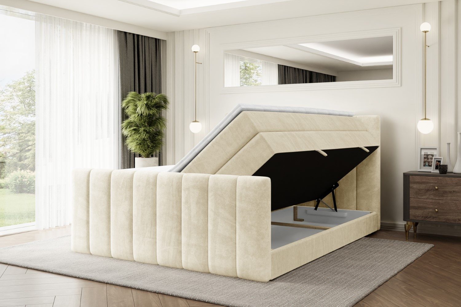 ALTDECOR Boxspringbett OTTA-Z KING (Multipocket-Matratze H4, H3 Matratze Bonellfederung, Topper, Kopfteil), Doppelbett mit Fußteil
