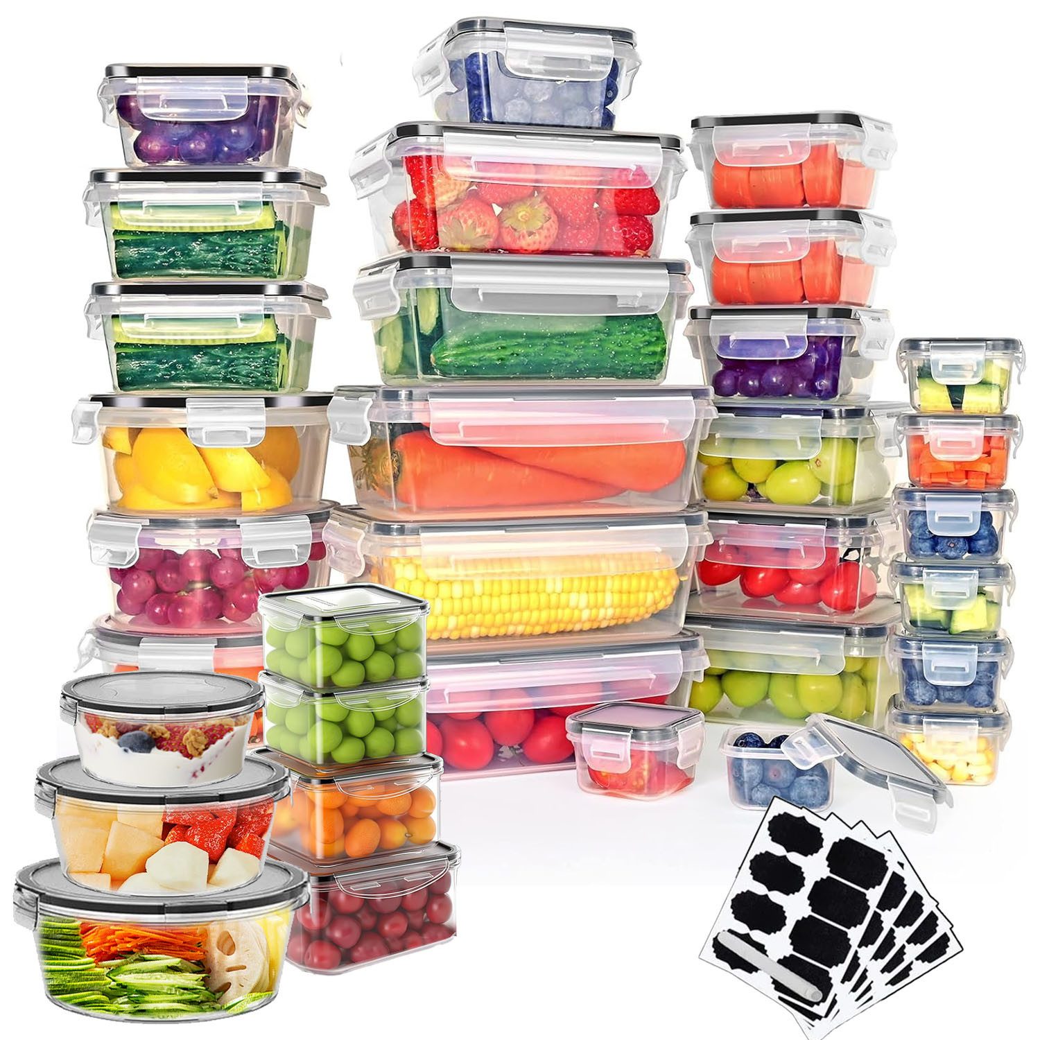 SURFOU Frischhaltedose 34er Dosen Set mit Deckel Vorratsdosen Aufbewahrungbox, Aufbewahrungsbox mit Deckel Küche Food Container Brotdosen Set