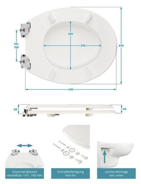 Calmwaters WC-Sitz Exclusive, Weiß, Holzkern, Absenkautomatik, Soft Touch, Schnellbefestigung