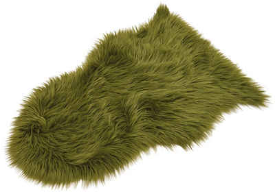 Fußmatte Dekoratives Schaffell Kunstfell mittelgroß langflor 80x50 cm grün, matches21 HOME & HOBBY, fellförmig, Höhe: 20 mm