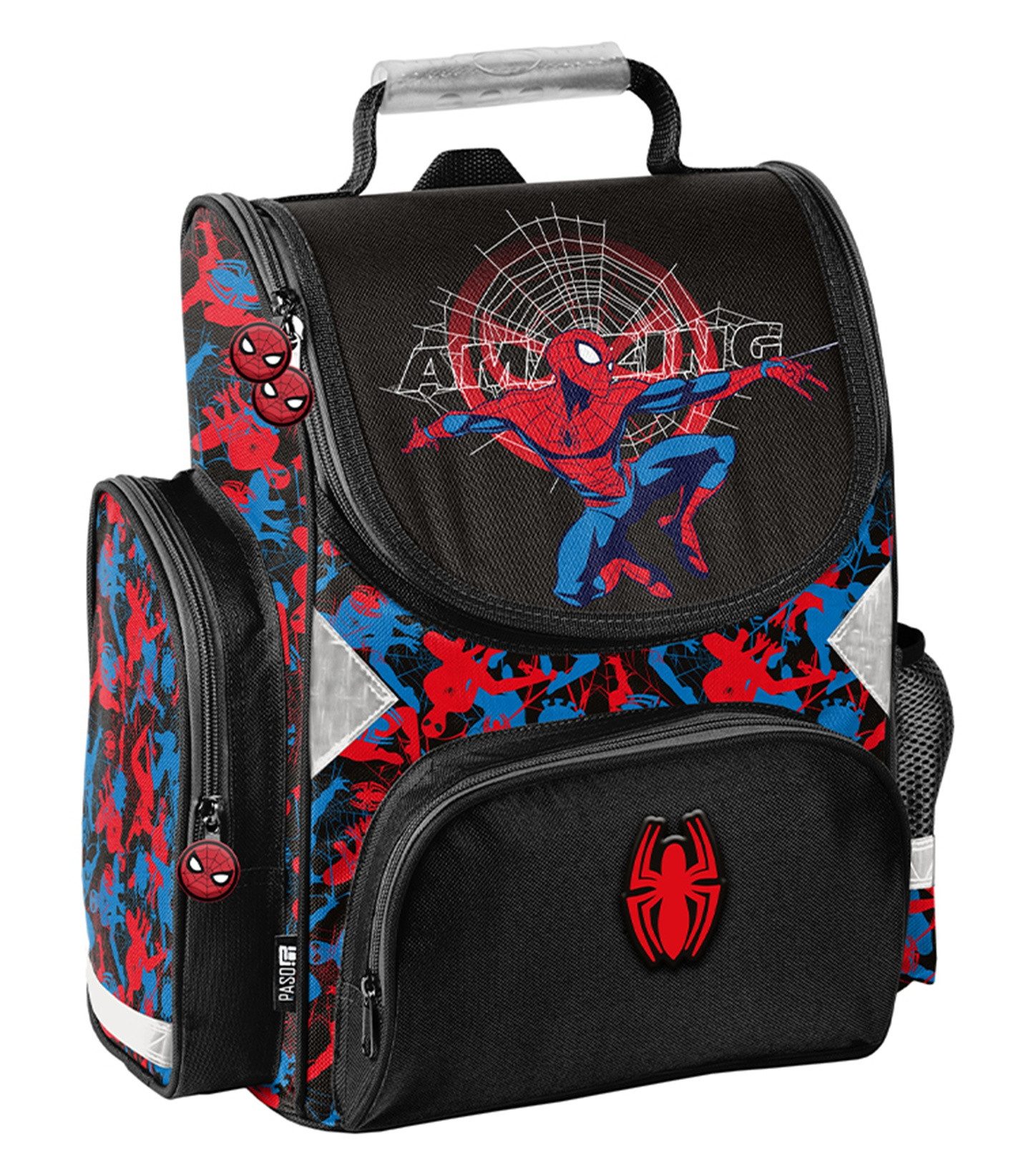 Ebaxx Schulranzen Schulranzen Set 3-teilig Tornister Jungen Spiderman Schwarz