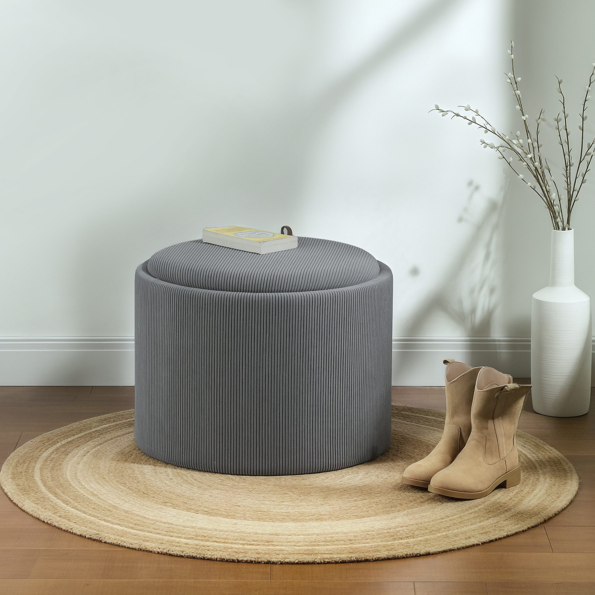 HOMCOM Sitzhocker Runder Hocker mit Stauraum günstig online kaufen